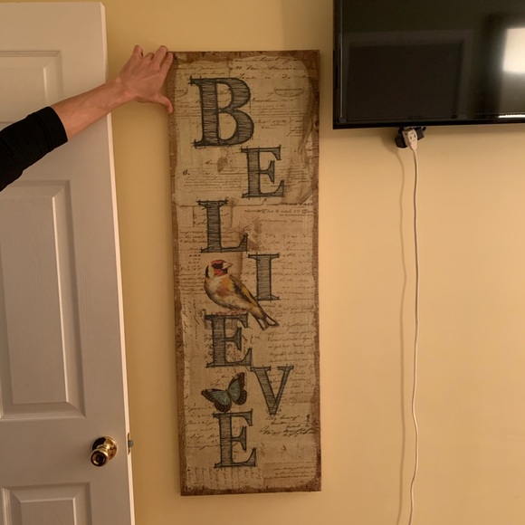 SOLD PRIVATELY 🕊”BELIEVE” Artwork made from Woven Fabric - Picture 5 of 7